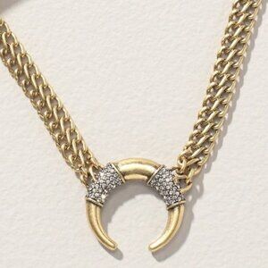 Stella & Dot Double Take Horn Necklace Gold Tone